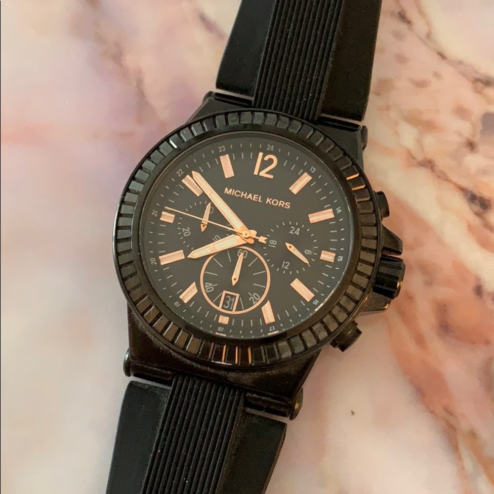 Dylan Black Dial Chronograph Watch / Rose Gold